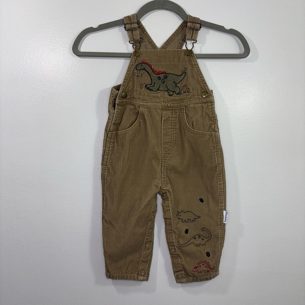 Vintage Corduroy‎ Dinosaur Overalls Boys Size 18M Embroidered